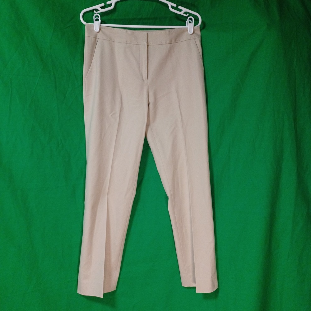 Eccoci Womens Beige Cotton Blend Pick Stitch Dress Pants Trousers Size 6 31x27.5